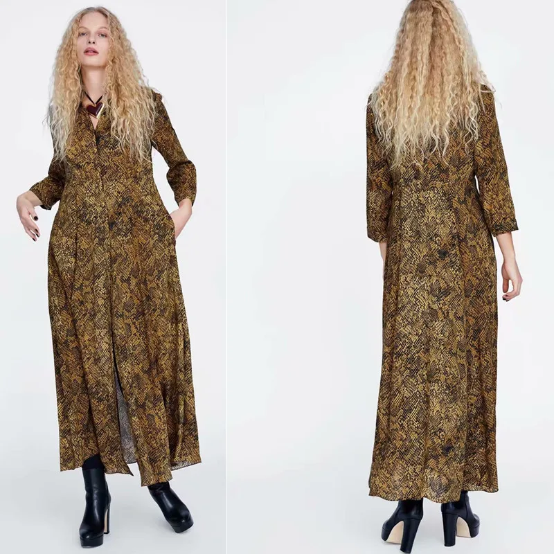 

WOMEN'S Dress Early Spring New Style Western Style Animal Leopord Pattern Printed Fold-down Collar Single Breasted Slimming Shir