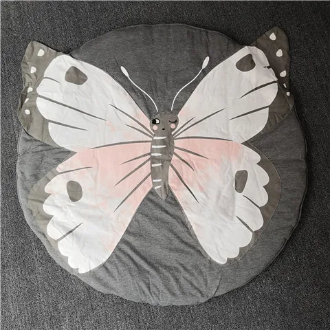 butterfly Детский мягкий хлопковый круглый игровой коврик с героями мультфильмов, Ползунки для новорожденных, детский игровой коврик, украшение детской комнаты, одеяло бутафория для фото - Цвет: butterfly
