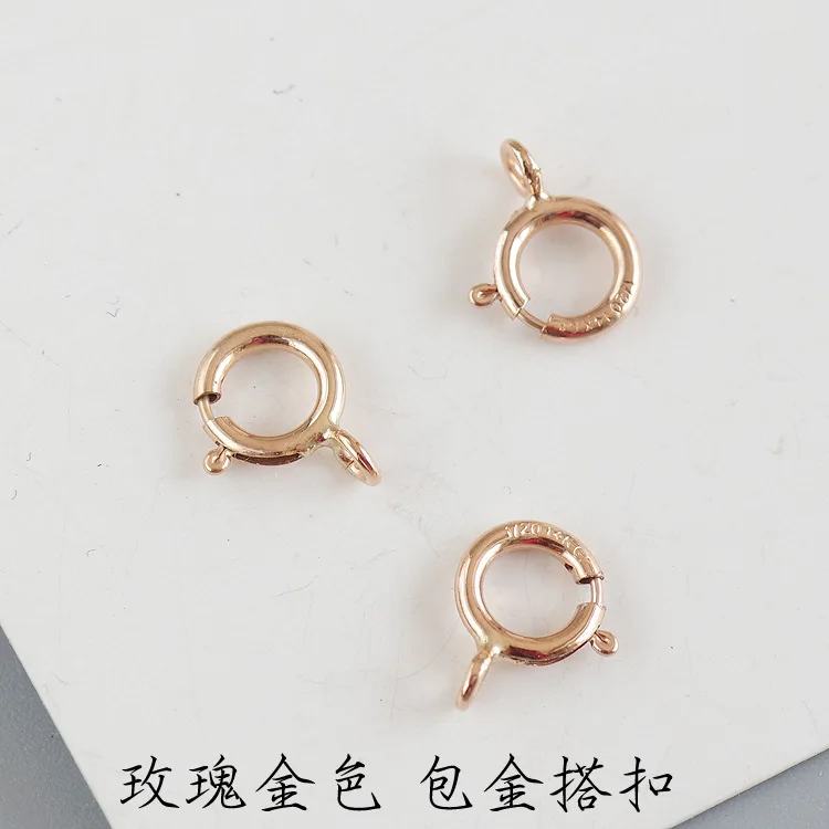 

Roses Gold Spring Clip America Import 14k Note Gold Bracelet Necklace round Buckle Closure Buckle DIY Accessory