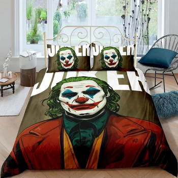 

Dropshipping 3D Anime Printed Pillowcases Bedding Set Queen King Size Boy gift Movie cartoon JOKER
