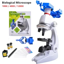 

100X 400X 1200X LED Lab Microscope Kit Home School Science Educational Toy Gift Refined For Kids Child Biological Microscope