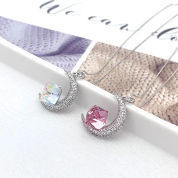 

11.11 Trendy Necklace 2020 made with Austria Crystal for Girls Party Wedding Fashion Women Moon Design Pendant Bijoux Jewellery