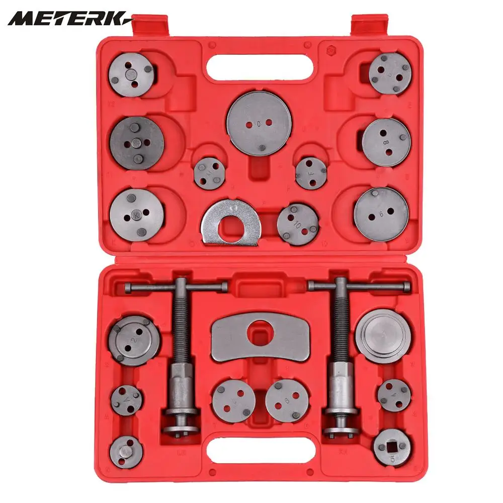 

22pcs Auto Universal Disc Brake Caliper Car Wind Back Pad Piston Compressor Automobile Garage Repair Tool Kit Set with Case