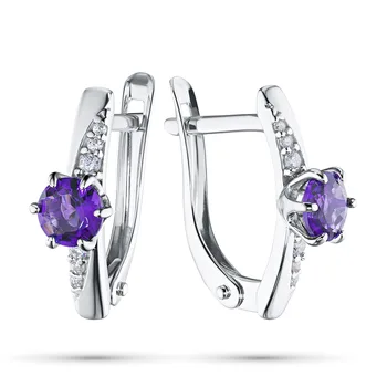 

Silver earrings with amethyst and cubic zirconia e0607sg04200354
