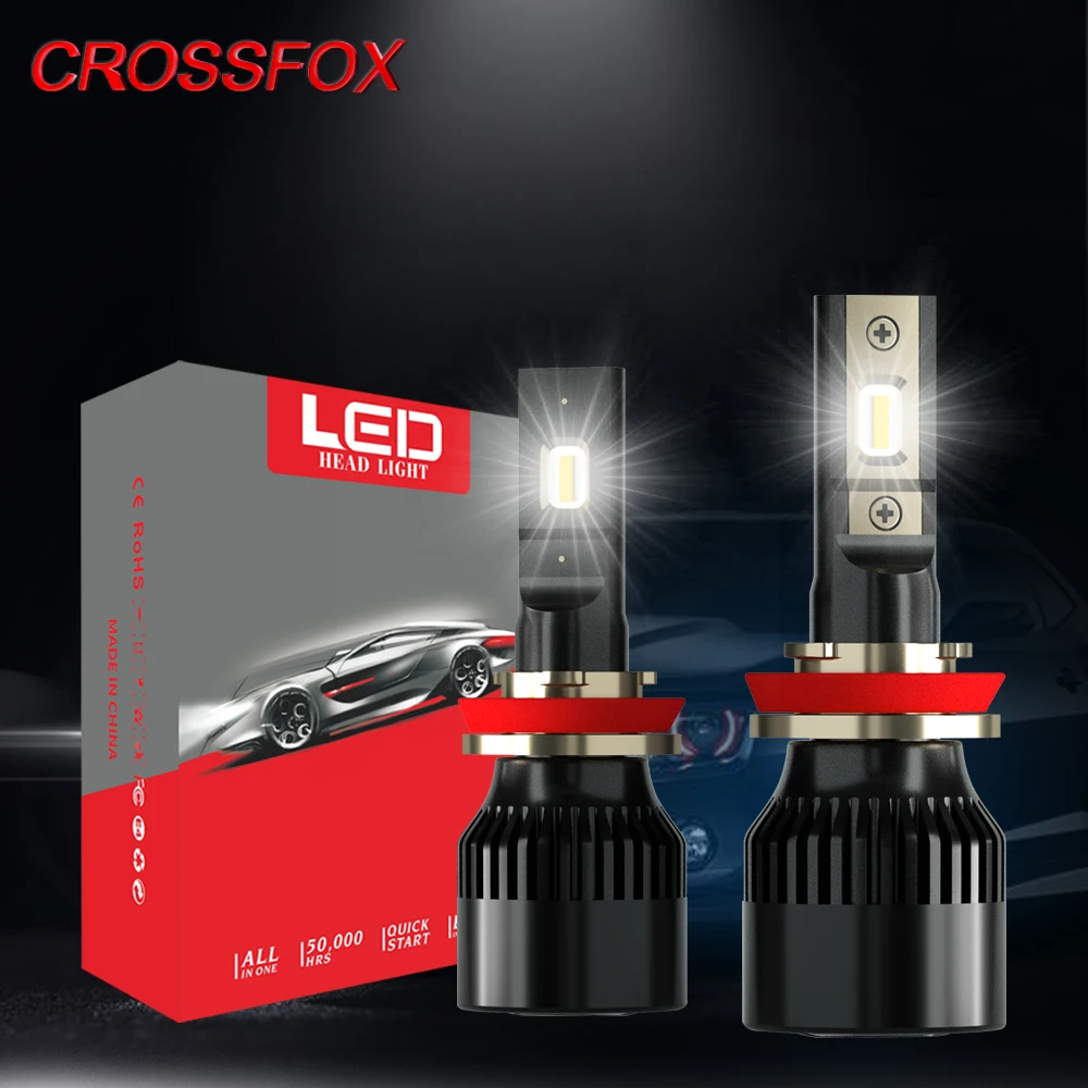 CROSSFOX 2X стайлинга автомобилей 6000K H1 светодиодные противотуманные фары H11 H8 H9 H1 H7 9005 HB3 9006 HB4 лампы для передних фар Противотуманные фары авто светодиодные лампы 12 В 8000LM