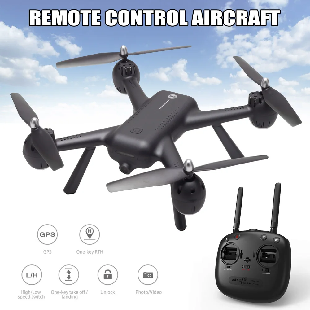 Высокое качество 5G WiFi FPV Дрон 1080P камера gps аэрофотосъемка Летающий RC Квадрокоптер с батареей - Цвет: Черный