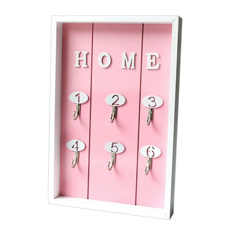 2pcs INS Scandinavian Style Wall Decoration Handmade Wooden "HOME" Key Box Creative Key Box Wall Creative Room Decoration Mural