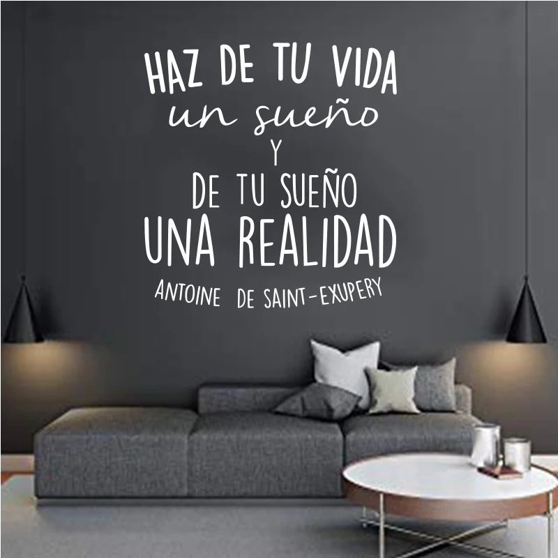 Sticker Spanish Quotes Make Life A Dream Vinyl Carving Removable Wall Decals Living Room Artist