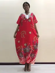 Африканский Традиционный дизайн Дашики халат женский цветочный хлопок длинные платья с шарфом