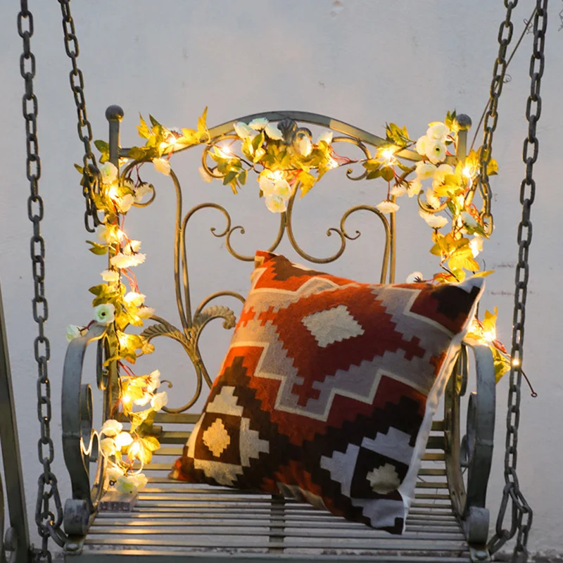 

2M 20 LED Copper Fairy String Light Flower Leaf Garland Battery Operated For Christmas Wedding Party Decoration