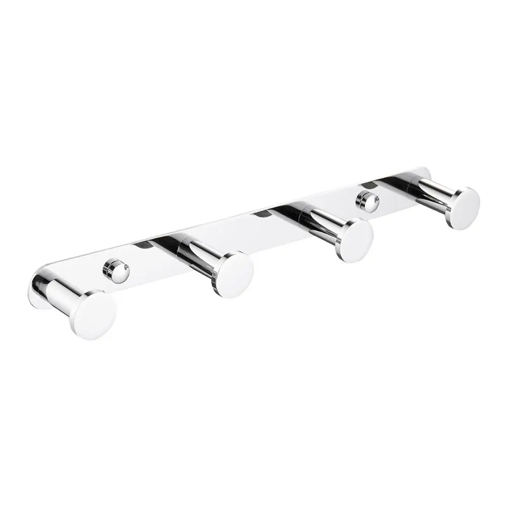 

Towel Holder Hook Bright Polishing 304 Stainless Steel Bathrobe Coat Rack 1 Row 4 Hooks Silver Wall Mounted Bathroom Accessories