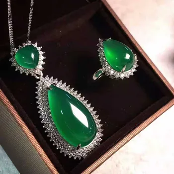 

S925 silver jade pendant with natural water and ice