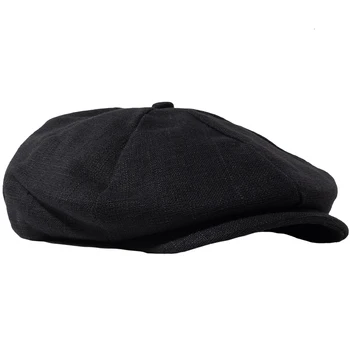 

Male Plus Size Ivy Hat Big Head Man Spring Summer and Autumn Newsboy Cap Top Grade Dad Linen Beret Caps M 55-58cm L 59-61cm