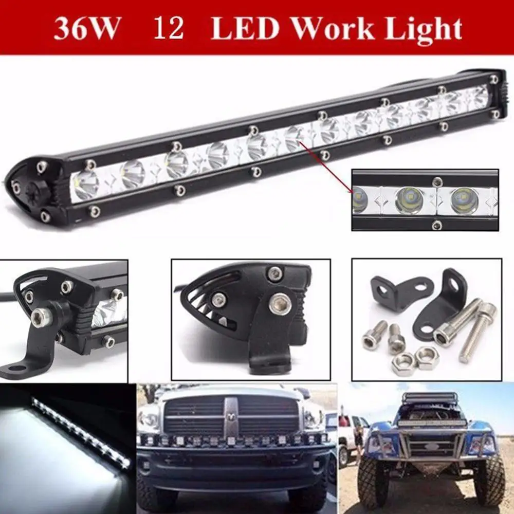 

New single-row car led work light small single row 36w12 lamp long strip off-road top inspection spotlight