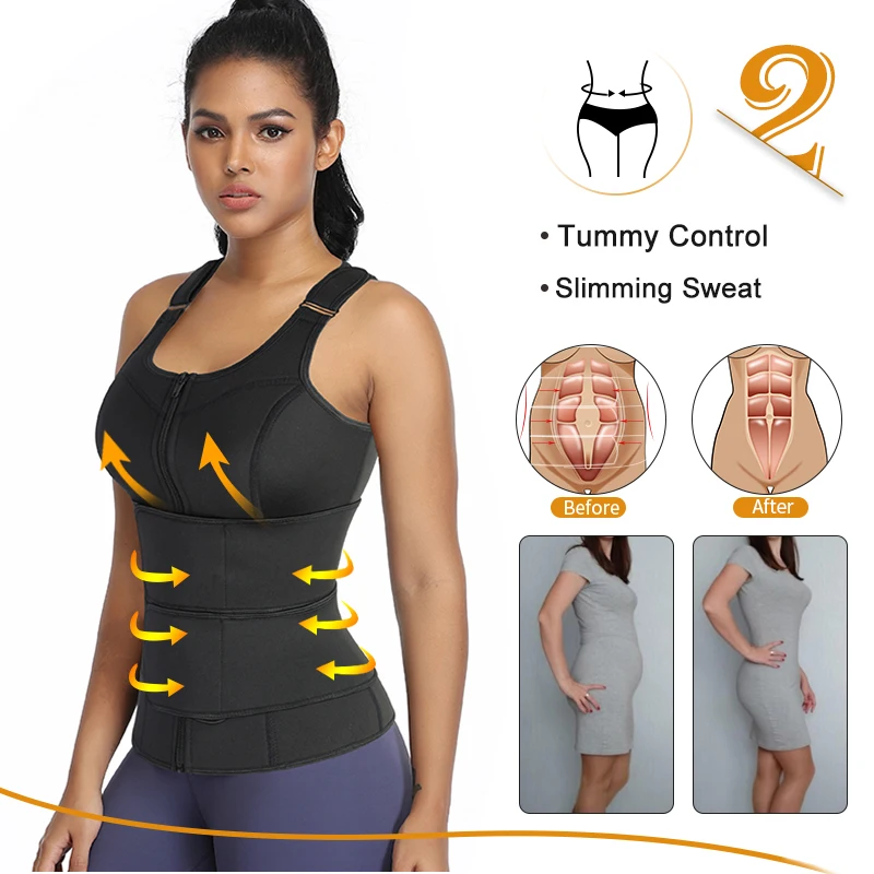 Perda de Peso Mulheres Corpo Shaper Cintura Trainer Colete Fino Espartilho Neoprene Sauna Tanque Superior Zíper Cós 8 High Quality Pijamas e Moda Íntima