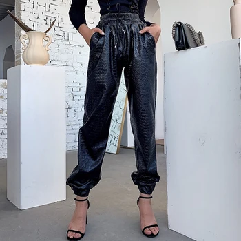 

Women Leather Pants High Waist Autumn Winter Abdomen Pencil Pants Trousers High Street Female Fashion Clothing