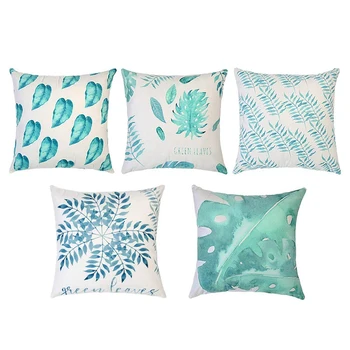 

Teal Leaf Cushion Cover Microfiber Decorative Square Throw Pillow Cases For Sofa Bedroom 18 X 18 Inch, With Invisible Zipper 45c