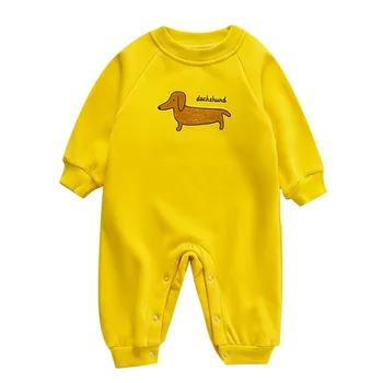 

Boys Girls Long Sleeve Cartoon Print Thicken Velvet Winter Infant Baby Rompers Kids Casual Jumpsuit One-Pieces Rompers k