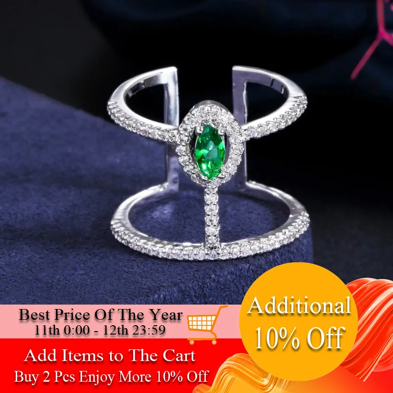 

CWWZircons Resizable Design Gorgeous Oval Green Cubic Zirconia Stone Adjustable Ring for Ladies Wedding Party Jewelry R162