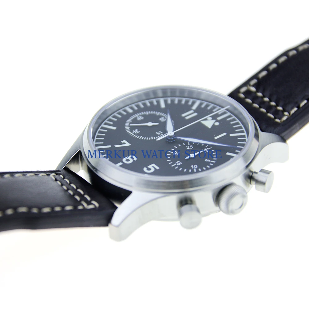 

Sapphire Glass German Style Fieger Mechanical Seagull Movement Chronograh Pilot Watch B-UHR Heated BGW9 Luminous 100M