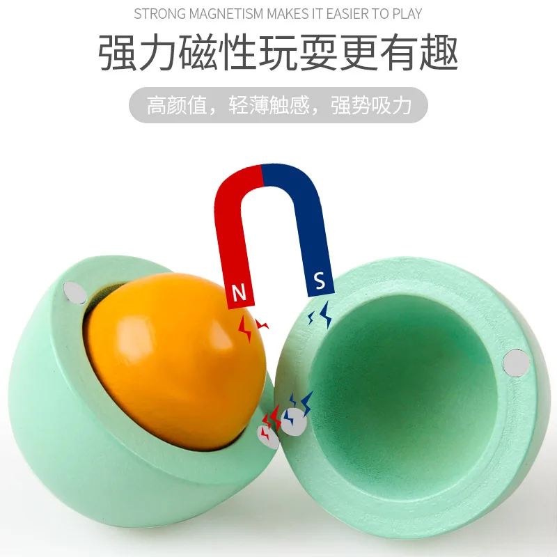 Kids Educational Toys Wooden Diy Creative Magnetic Simulation Colored Eggs Duck Eggs Wooden Children's Play House Toy Set Easter 4