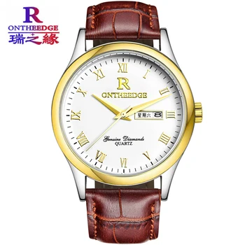 

Relogio Masculino ONTHEEDGE Business Men's Watches Top Brand Luxury Wristwatch Waterproof Quartz Watch Leather Strap Male Clock