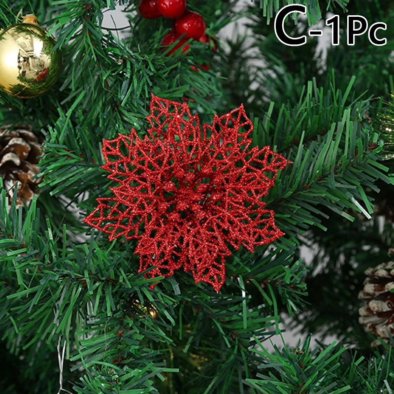 thumbnail image 1 of Simulación de flores navideñas con purpurina en polvo, árbol de Navidad hueco, decoración colgante, corona navideña 2024, fiesta de año nuevo, decoración del hogar, 1 of 5