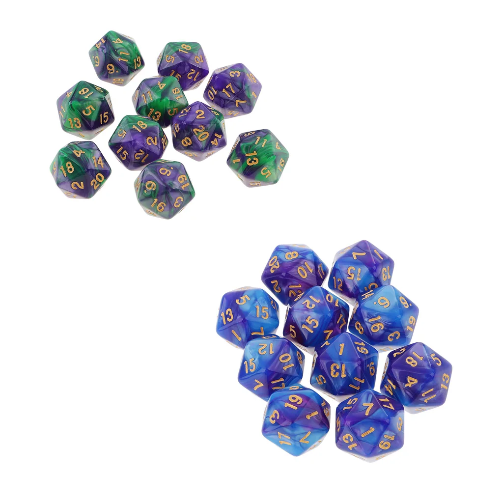20x D20 многогранные игральные кости цифровые штампы настольная игра игрушка для любителей азартных игр
