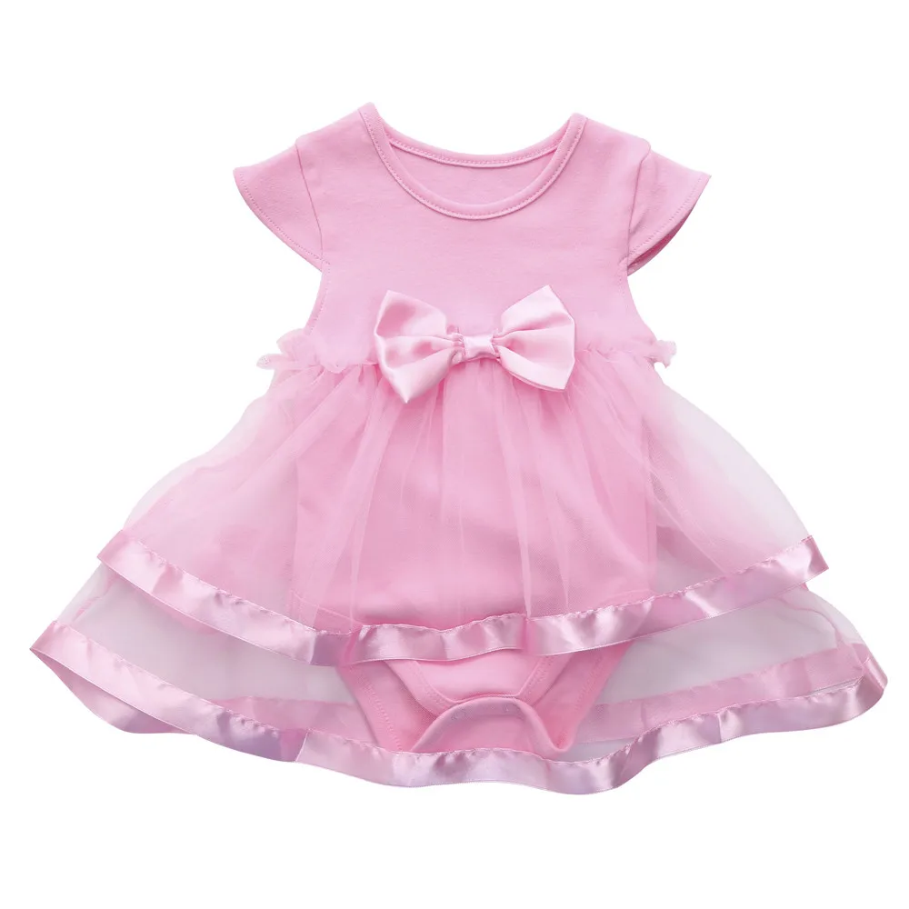 Платье-пачка с бантом для маленьких девочек на День рождения; вечерние комбинезоны; платье принцессы - Цвет: Pink