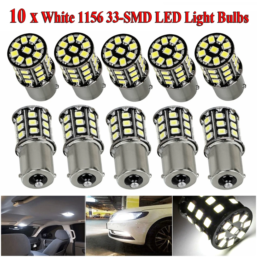 10x супер яркий 6,6 w Белый 1156 RV трейлер 33-SMD светодиодный 1141 интерьерный Светильник лампы