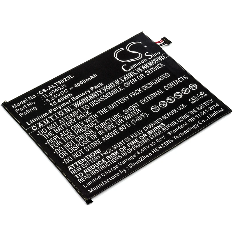 Cameron sino 4000mAh аккумулятор для Alcatel 9024 W, A30 Tablet, A30 Tablet 4G LTE, TLp040J1