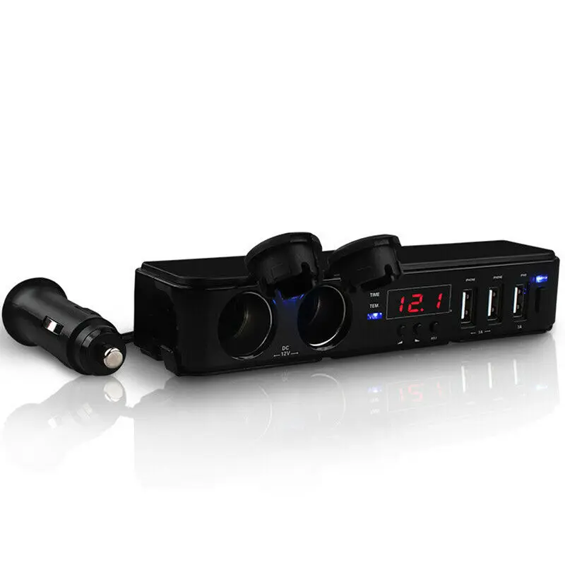 Автомобильное многофункциональное заднее сиденье USB Автомобильное зарядное устройство для мобильного телефона прикуриватель Температурное напряжение дисплей DC12V