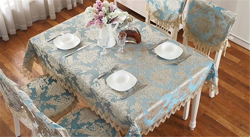 ZHUO MO Classic Tablecloth Luxury Jacquard 4 colors Table Cloth with lace Tassels for Home decoration Furniture Table Covers