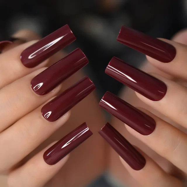 burgundy wine color nails