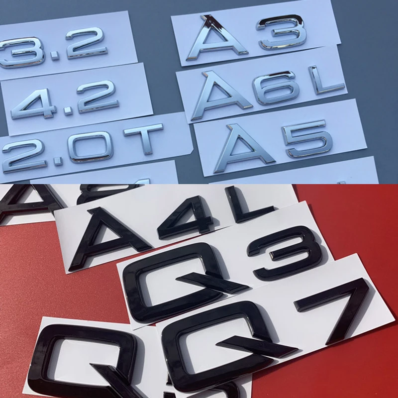 Одежда с буквами и цифрами, Эмблема для Audi 1,8 т 2,0 2,4 3,0 Т 3,2 3,6 4,2 A3 A4 A5 A6L A7 A8L Q3 Q5 Q7 автомобиля установке багажник Знак логотипа Стикеры