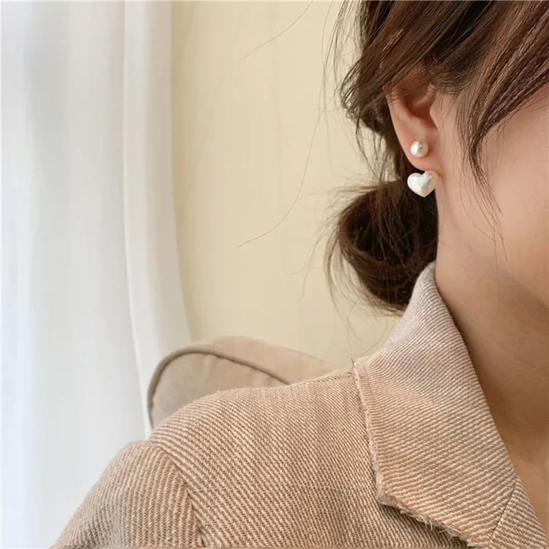 Pearl Earrings Drop Earrings New Fashion Contracted Heart Fine Joker Sweet Elegant Temperament Women