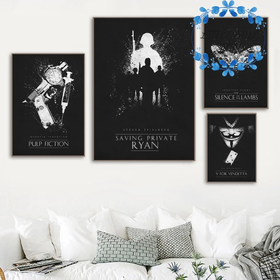 

Pulp Fiction The Silence of The Lambs V for Vendetta Ryan Movie Poster Canvas Art Print Wall Pictures for Living Room No Frame