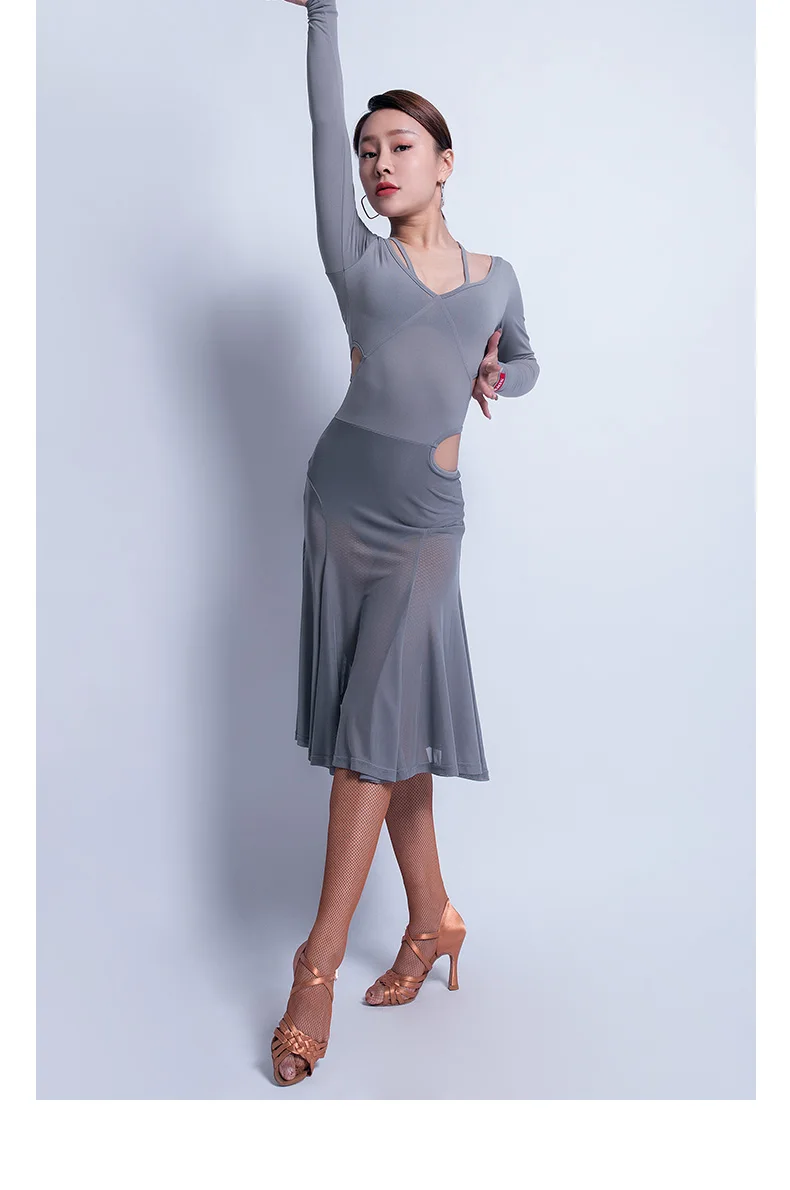 Latin Dance Dress Women Long Sleeve Tango Cha Cha Salsa Performance Dresses Ladies Ballroom Samba Rumba Practice Wear DC3037