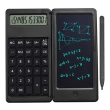 Calculadora plegable y tableta de escritura LCD de 6 pulgadas, almohadilla de dibujo Digital, pantalla de 12 dígitos con bolígrafo Stylus, función de bloqueo de botón de borrado