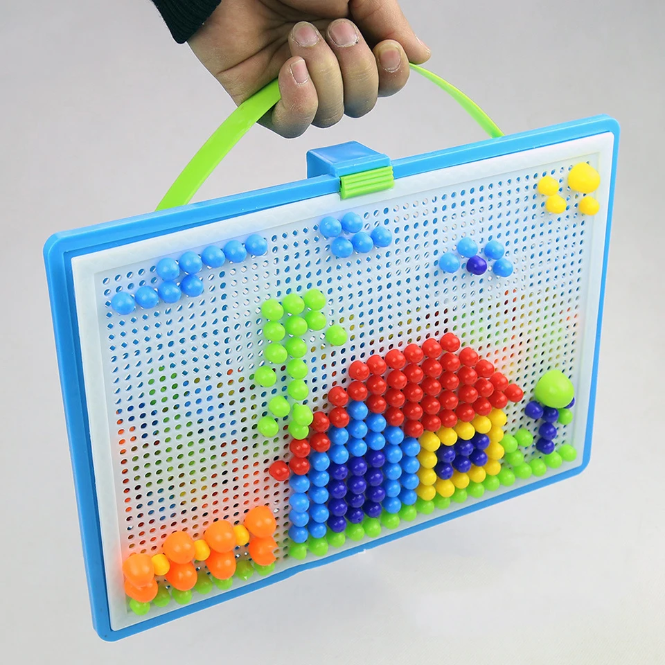 Mushroom Pin Manual Beads Puzzle Large Box 296 Pieces of Board DIY Puzzle Toys Children's Day Gifts Toys for Children Puzzles