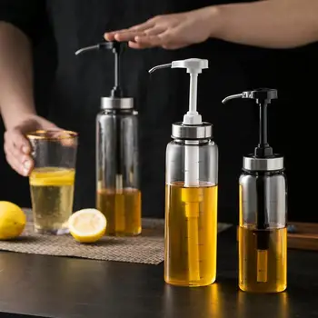 

1PC Stainless Steel +Glass Oil Sprayers Press Type Kitchen Sealed Dispenser Jars For Honey Jam 300ML/500ML