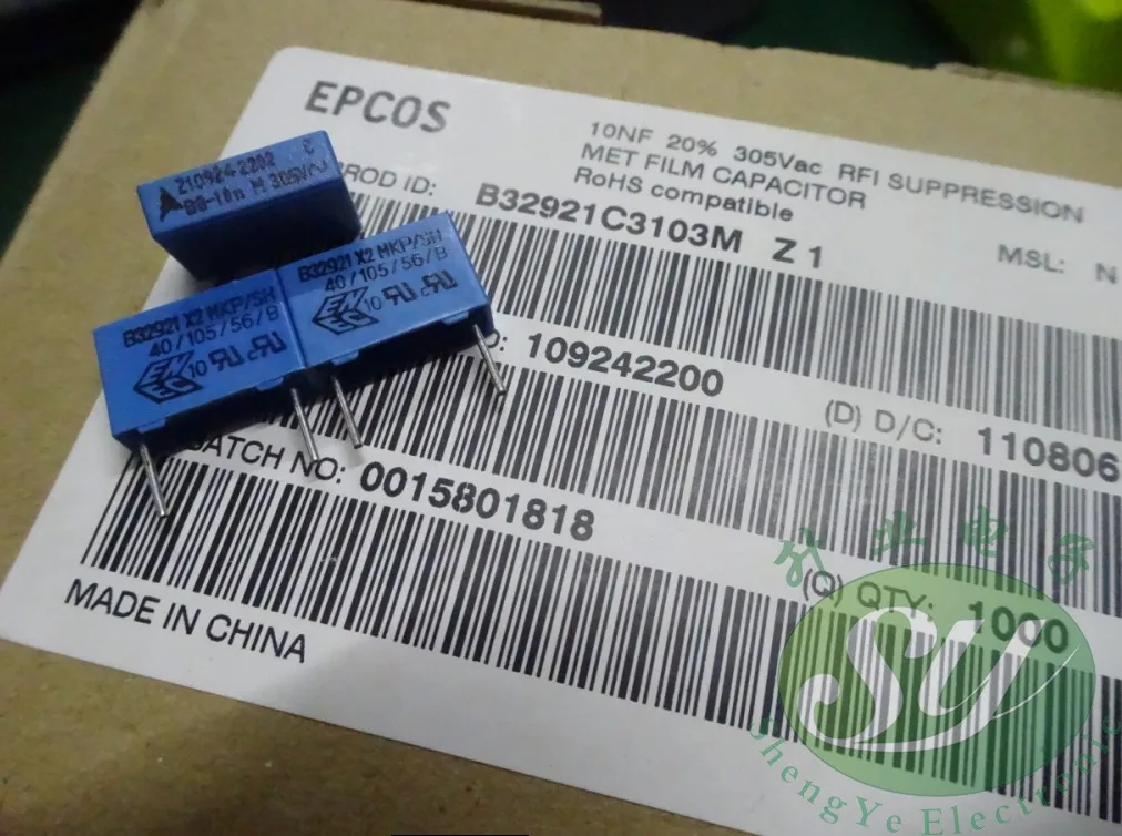 Новинка конденсатор EPCOS B32921C3103M 0 01 мкФ 305VAC PCM10 103/305VAC p10mm B32921 мкФ/305VAC 10nf 103 20 шт. |