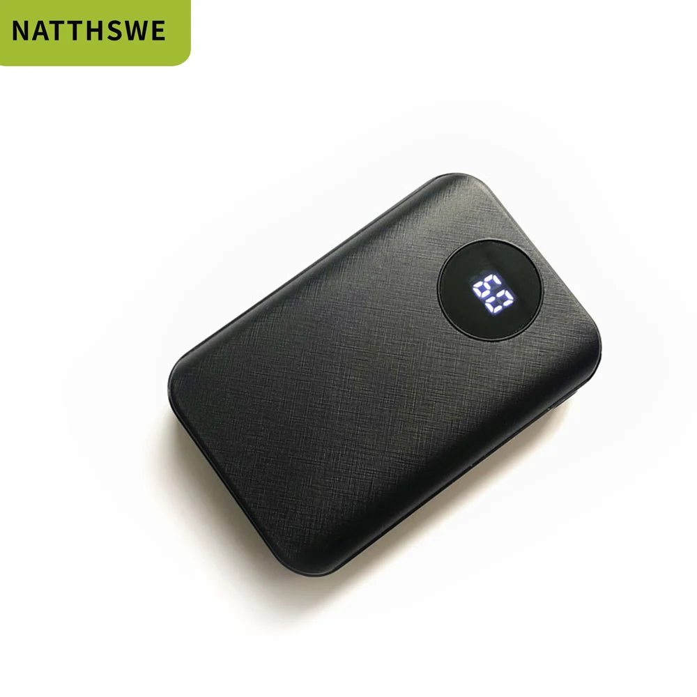 Черный NATTHSWE, мини внешний аккумулятор 10000 мАч для iphone, Внешнее зарядное устройство, портативное зарядное устройство большой емкости, двойное зарядное устройство USB - Цвет: Черный