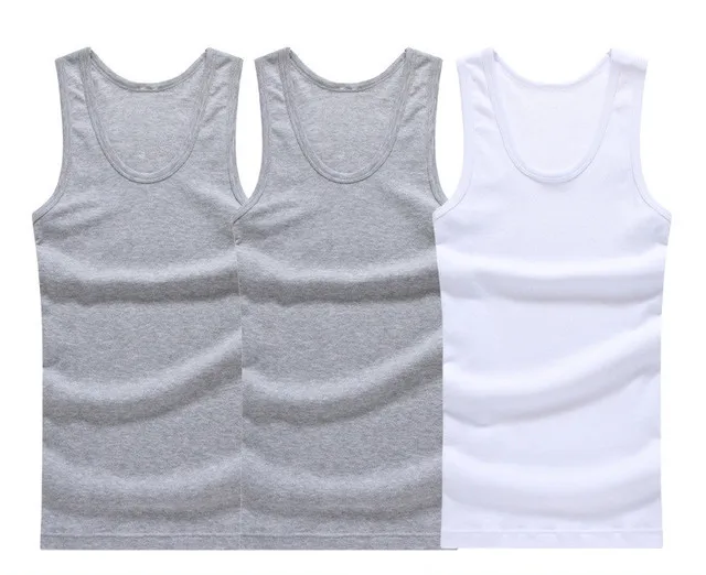 Cotton Mens Underwear Sleeveless Tank Top Solid Muscle Vest Undershirts O-neck Gymclothing T-shirt men's vest 3pcs/lot men underwear men cotton vest