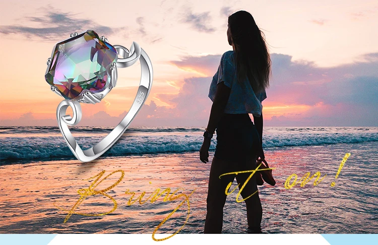 Jewelrypalace 3.2ct Подлинная Радуга своих Мистик Топаз Кольцо Solid 925 стерлингов Серебряные ювелирные изделия Best подарок для Для женщин Красивые ювелирные изделия