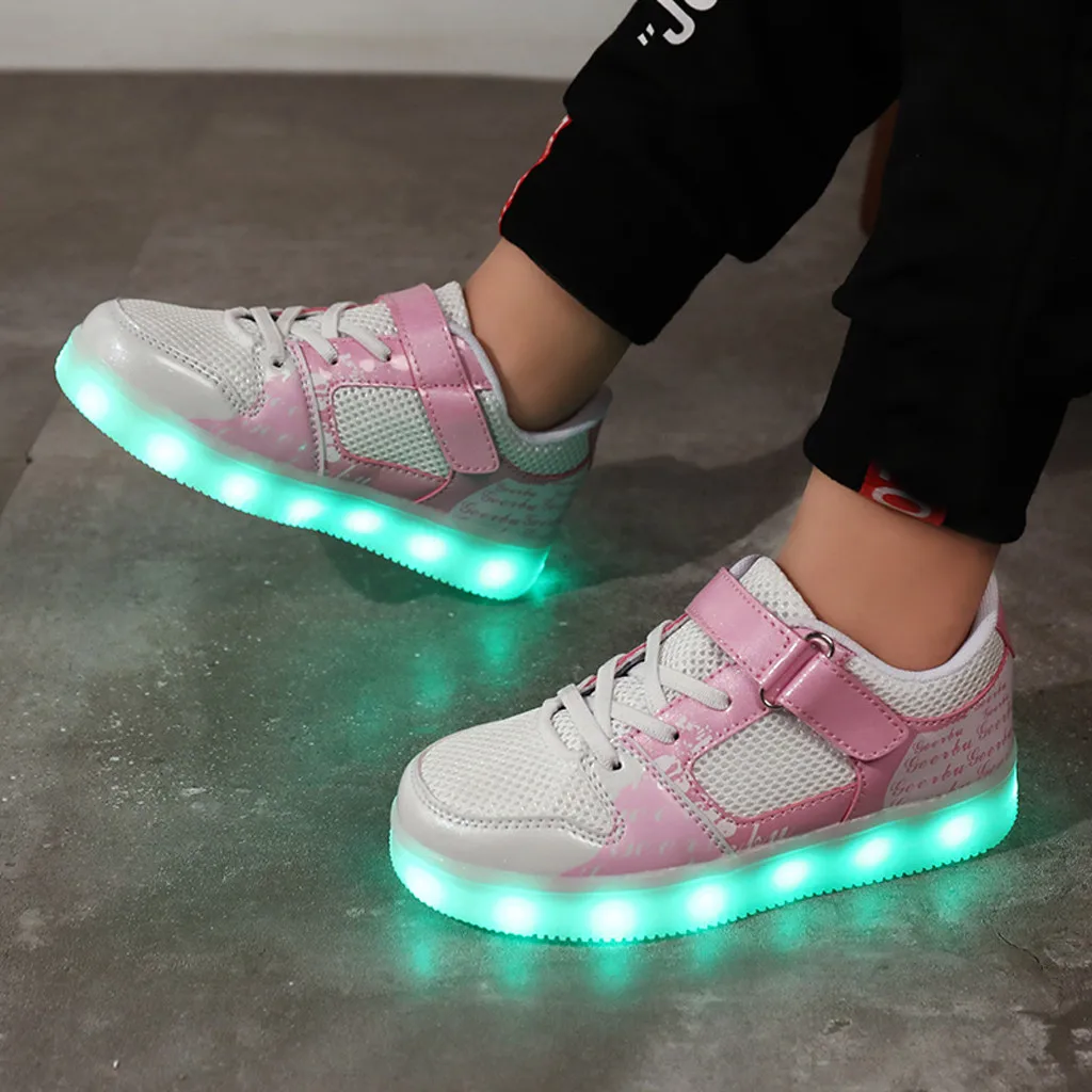 Fashion All Seasons Casual Children's Baby Girls Boys Shoes Rechargeable Light LED Shoes Non-Slip Breathable Casual Shoes