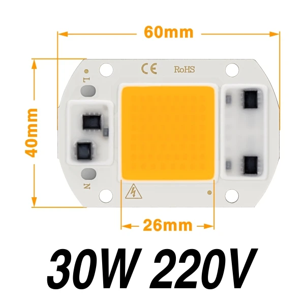 30W Warm White Светодиодный Cob бисер 10 Вт 20 Вт 30 Вт 50 Вт теплый белый холодный белый светильник для выращивания ac220в умный IC чип для наружного растительного потока светильник Точечный светильник DIY - Цвет: 30W Warm White