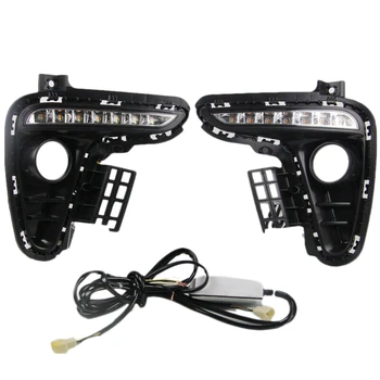 

LED DRL Turn Indicator Signal Daytime Running Fog Lights Fit for KIA K2 RIO 2017-2018