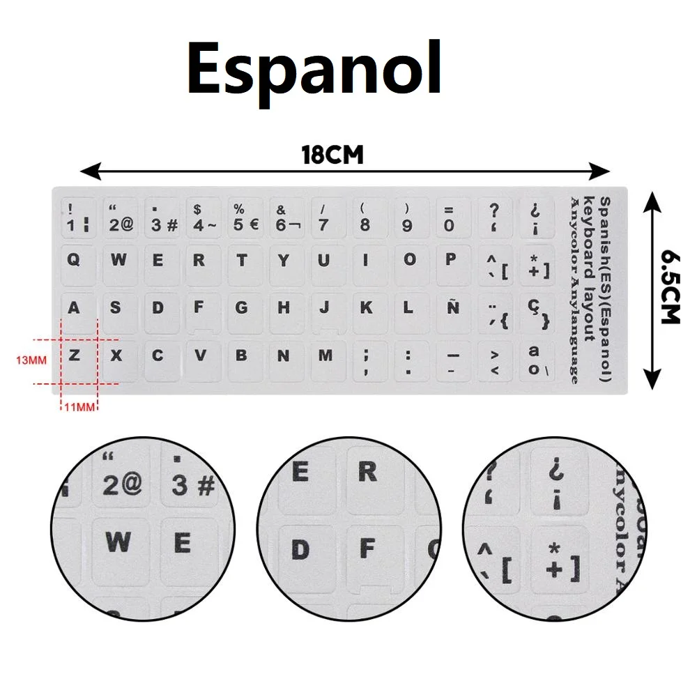 Spanish Silver Клавиатура Наклейка s Русский Испанский Французский Арабский Иврит португальский Клавиатура Наклейка s раскладка для замены букв наклейка - Цвет: Spanish Silver
