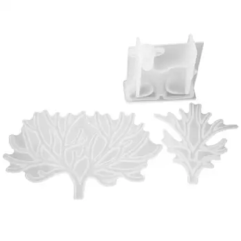 

1 Set 3pcs DIY Crystal Epoxy Mold Deer Antlers Braches Shape Mirror Mould Desktop Adornment (White)